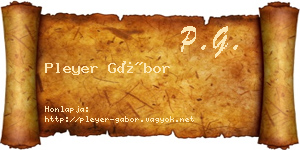 Pleyer Gábor névjegykártya